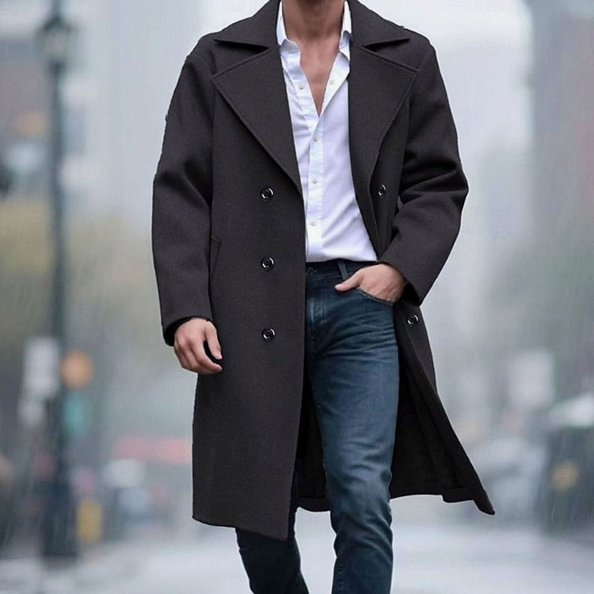 Harry | Men's Premium Wool Double-Breasted Tailored Long Overcoat for Winter