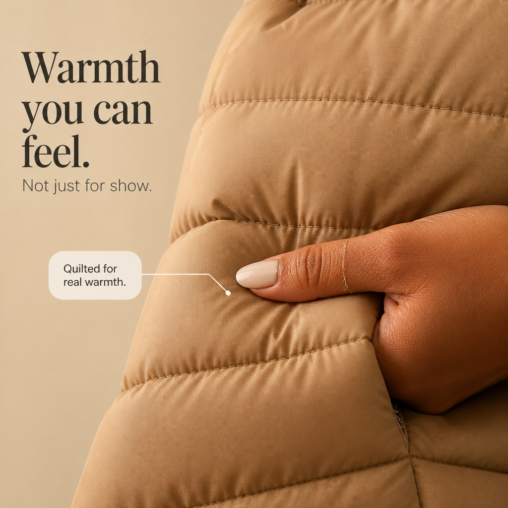 Mixed-Media Quilted Puffer Jacket with Cosy Knit Sleeves for Winter