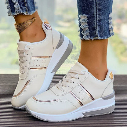 Nicolette | Women's Stylish Lace-Up Trainers with Metallic Accents