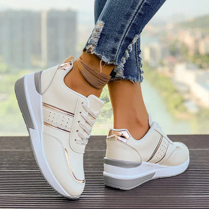 Nicolette | Women's Stylish Lace-Up Trainers with Metallic Accents