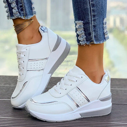 Nicolette | Women's Stylish Lace-Up Trainers with Metallic Accents