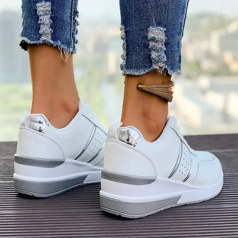 Nicolette | Women's Stylish Lace-Up Trainers with Metallic Accents