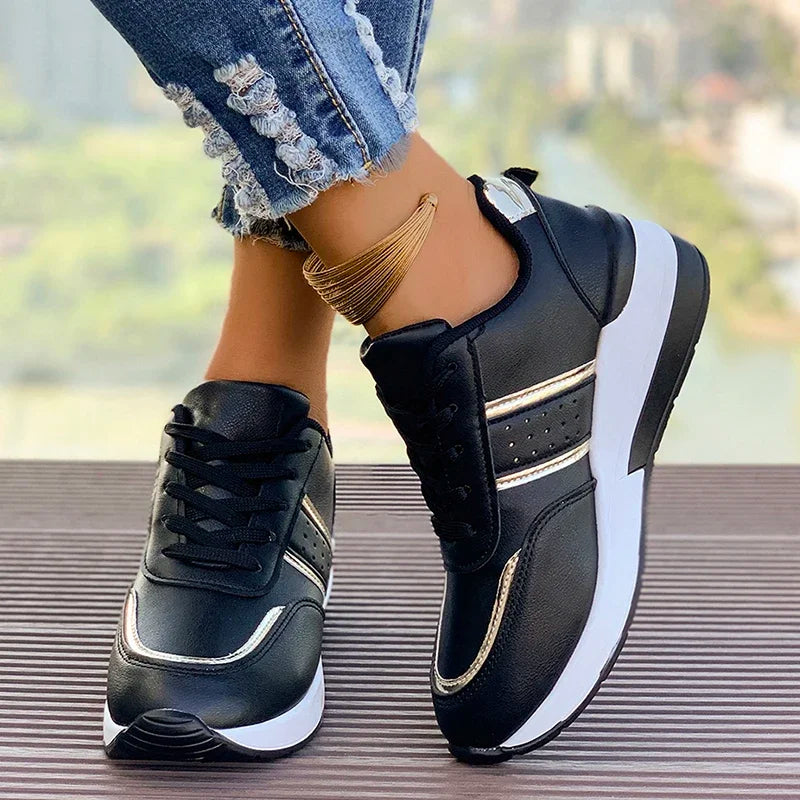 Nicolette | Women's Stylish Lace-Up Trainers with Metallic Accents