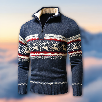 Niels | Men's Cosy Fair Isle Quarter-Zip Jumper for Winter