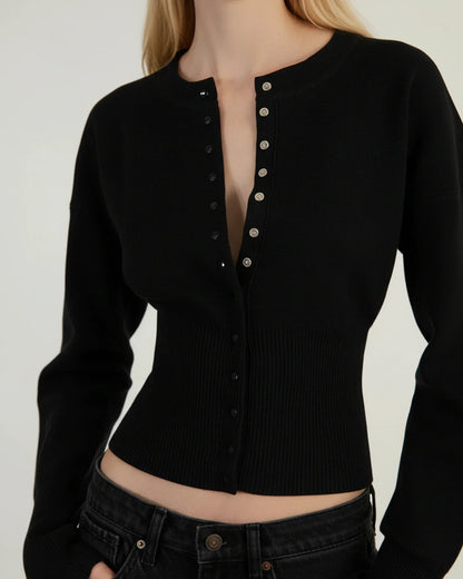 Nora | Women's Elegant Long-Sleeved Cropped Cardigan for Winter