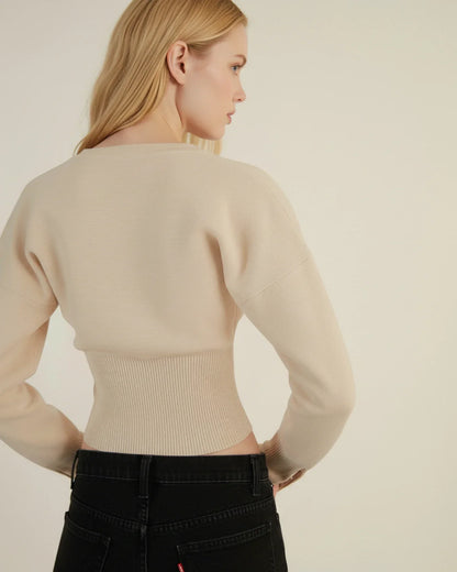 Nora | Women's Elegant Long-Sleeved Cropped Cardigan for Winter