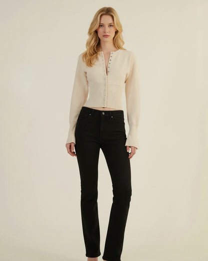 Nora | Women's Elegant Long-Sleeved Cropped Cardigan for Winter