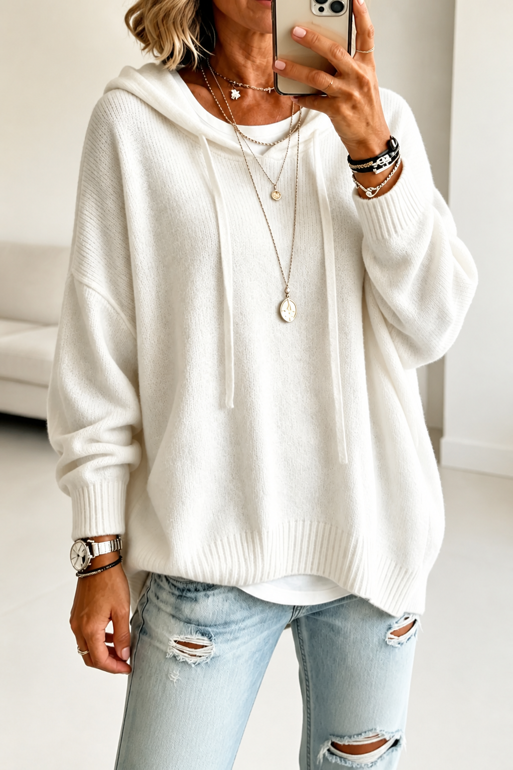 Oversized Knit Hoodie for Winter