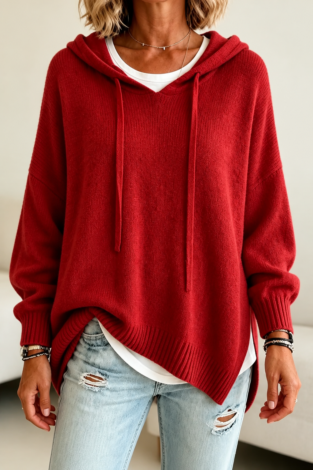 Oversized Knit Hoodie for Winter