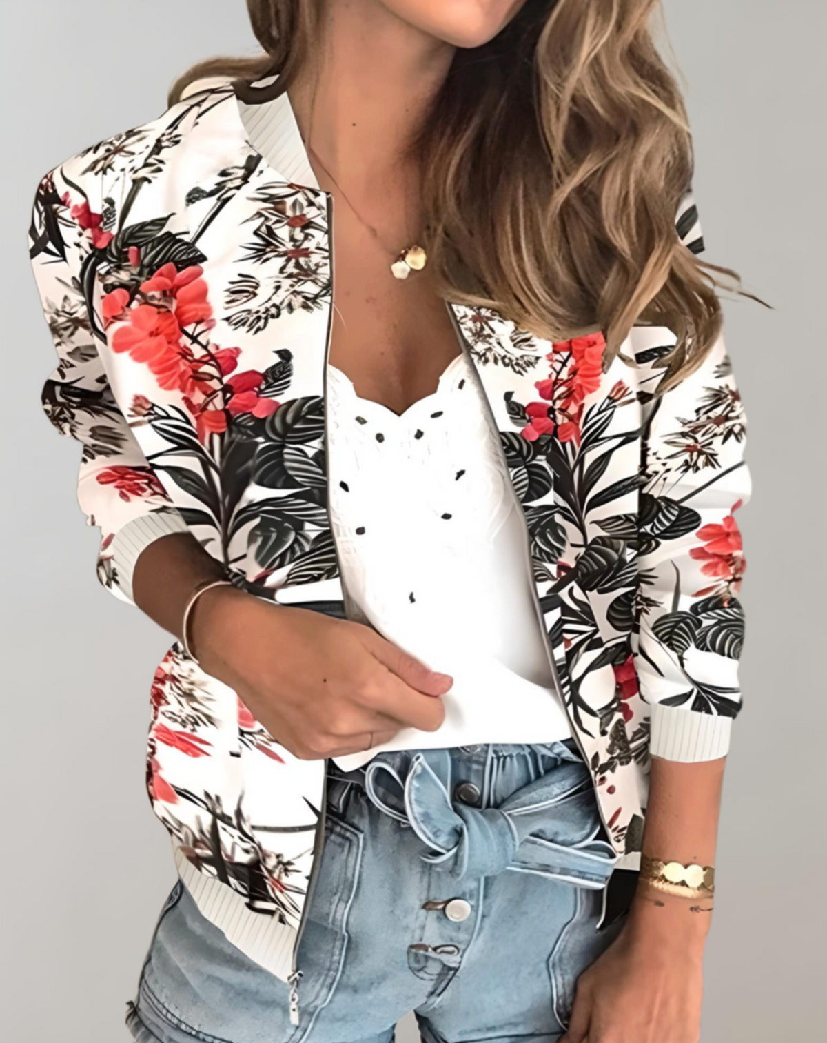 Phyllis | Women's Elegant Floral Bomber Jacket