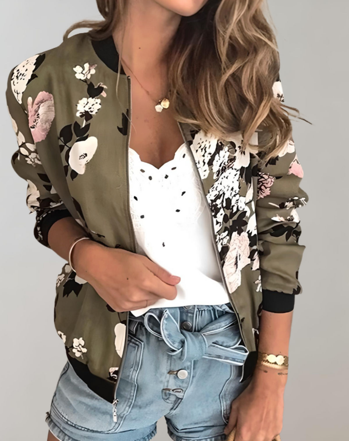 Phyllis | Women's Elegant Floral Bomber Jacket