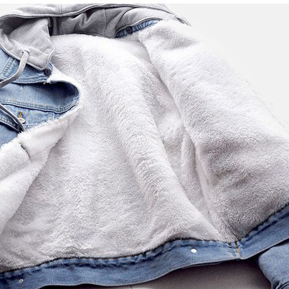 Plus-Size Hooded Denim Jacket
