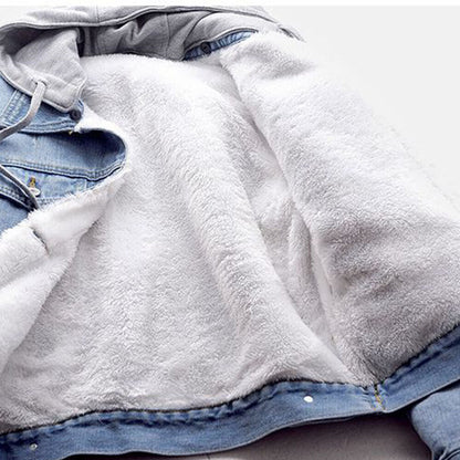 Plus-Size Hooded Denim Jacket