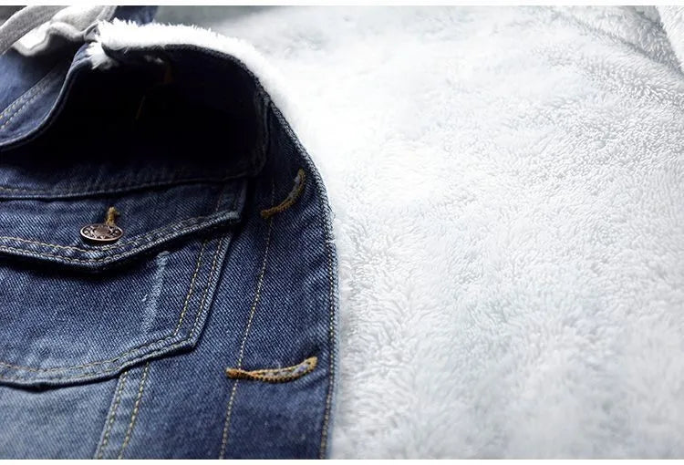 Plus-Size Hooded Denim Jacket