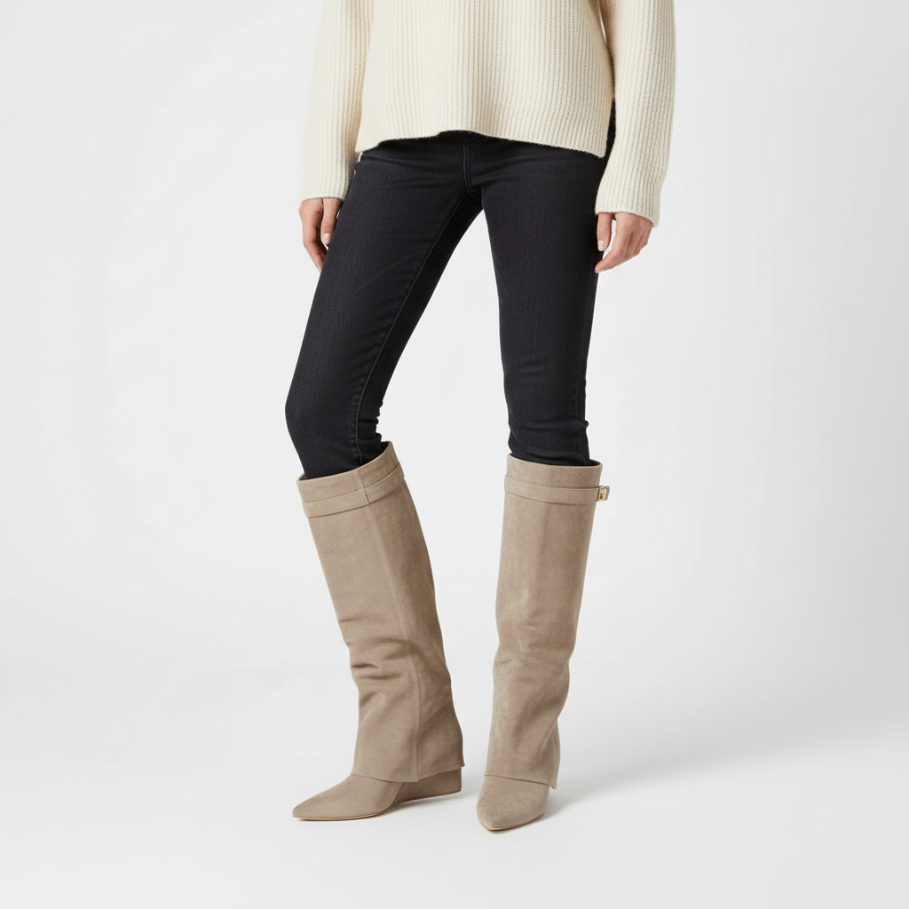 Pointed-Toe Boots with a Discreet Hidden Wedge Heel