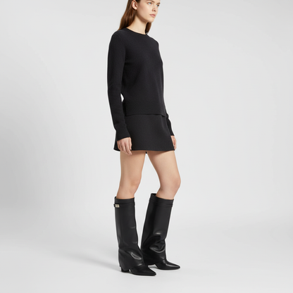 Pointed-Toe Boots with a Discreet Hidden Wedge Heel