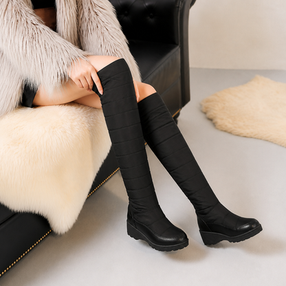 Stylish Quilted Puffer-Style Tall Winter Boots