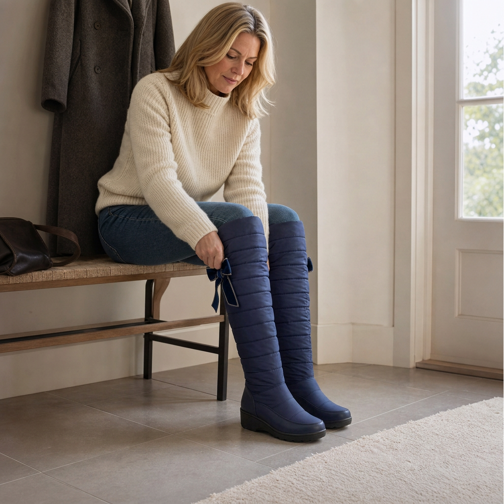 Stylish Quilted Puffer-Style Tall Winter Boots