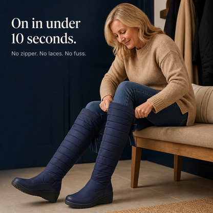 Stylish Quilted Puffer-Style Tall Winter Boots