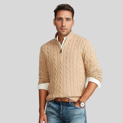Rudolf | Men's Classic Quarter-Zip Cable-Knit Jumper for Winter