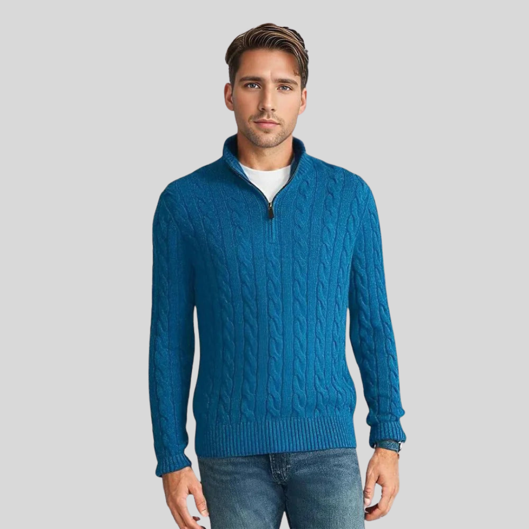 Rudolf | Men's Classic Quarter-Zip Cable-Knit Jumper for Winter
