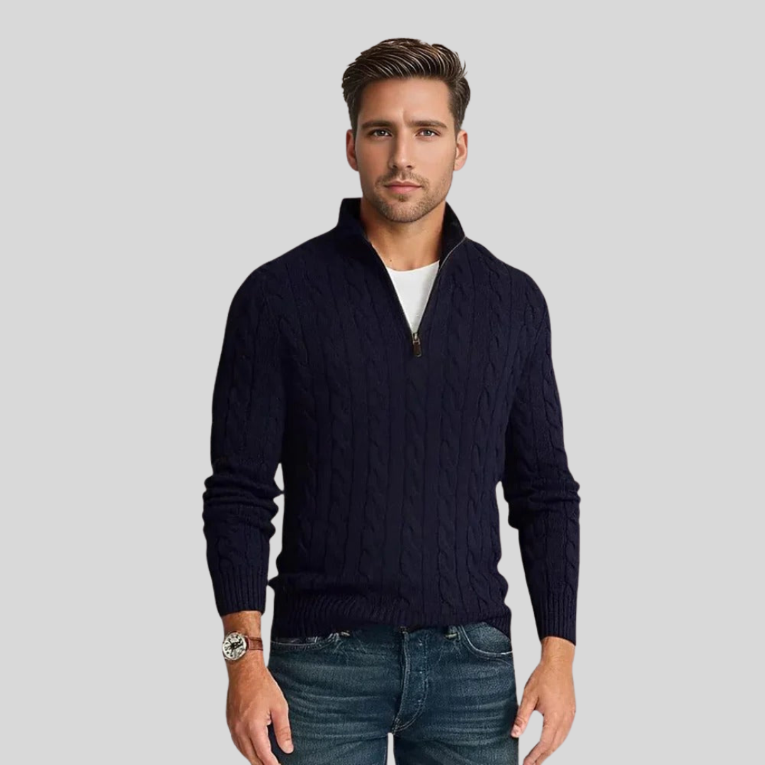 Rudolf | Men's Classic Quarter-Zip Cable-Knit Jumper for Winter