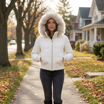 Stylish Short Hooded Quilted Winter Jacket