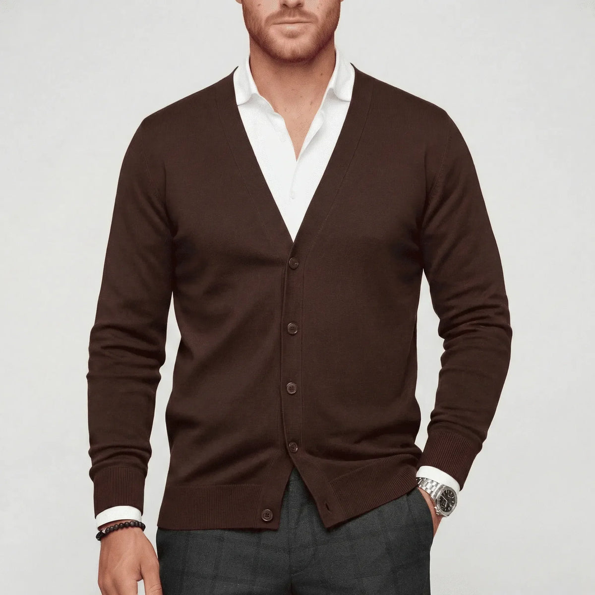 Slim-Fit Long-Sleeve Cardigan for Winter
