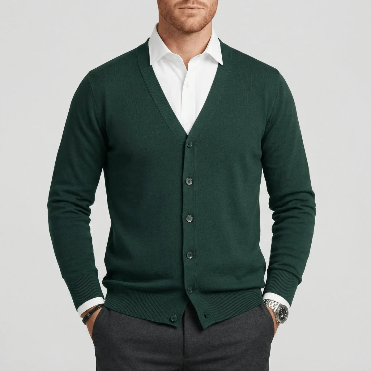 Slim-Fit Long-Sleeve Cardigan for Winter