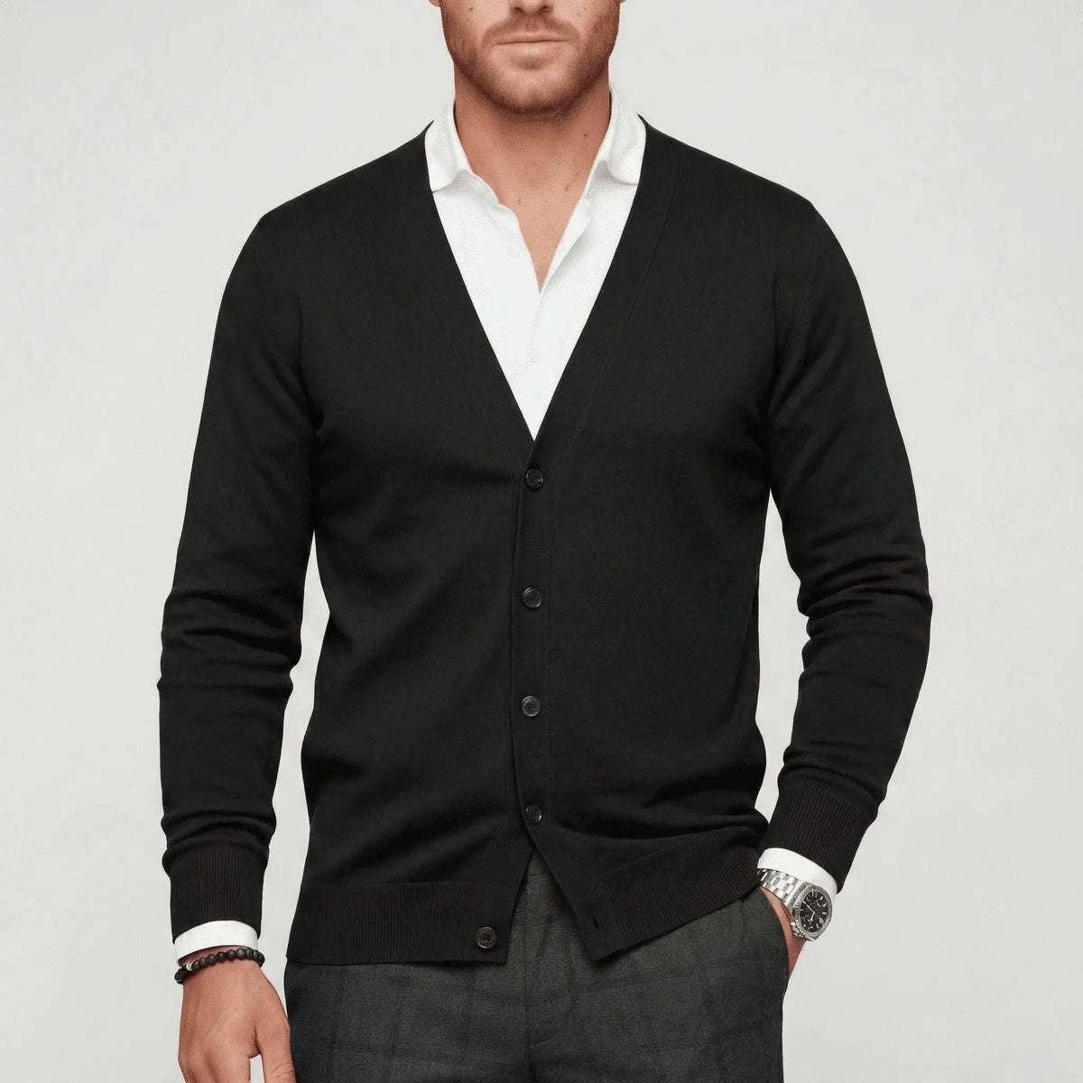 Slim-Fit Long-Sleeve Cardigan for Winter