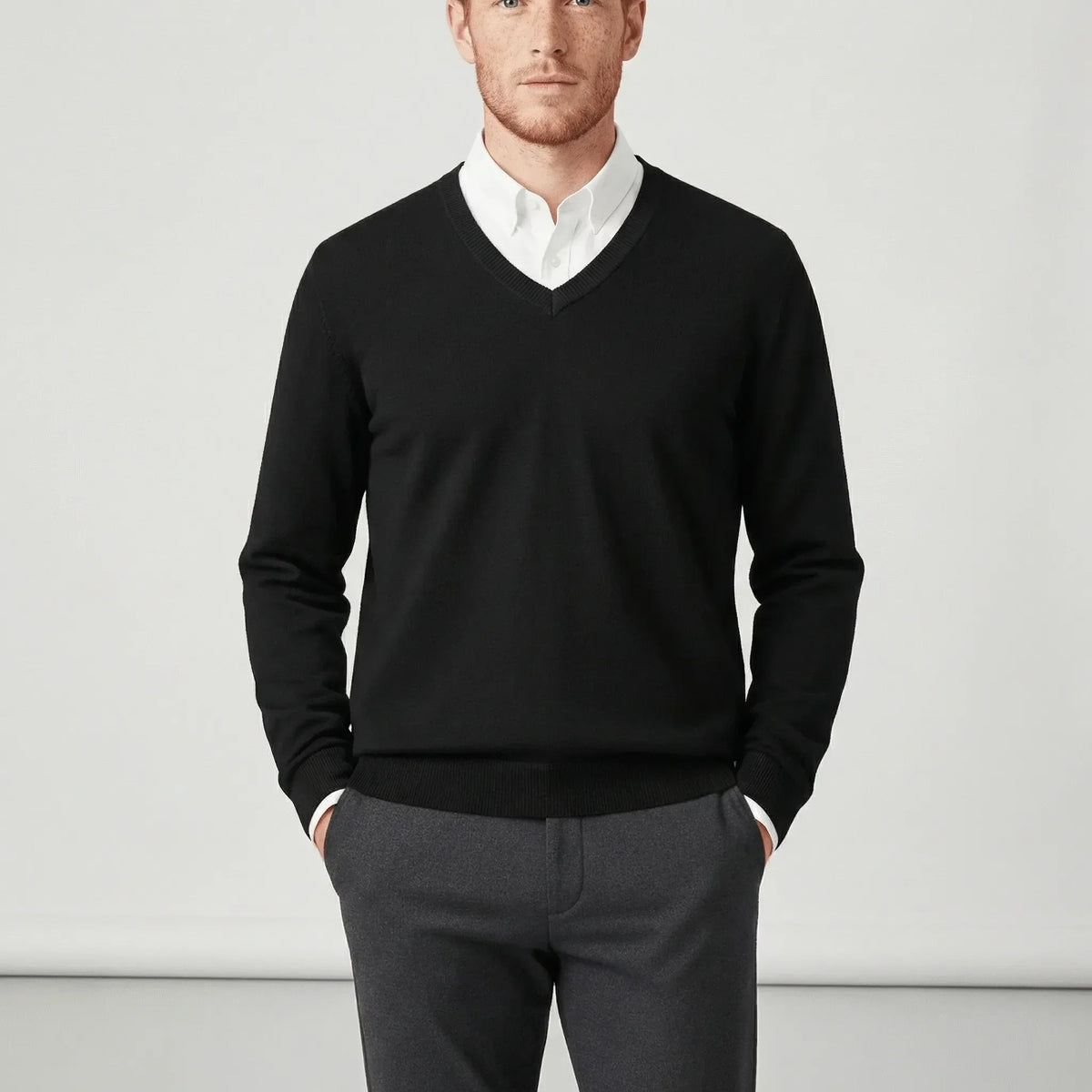 Slim-Fit V-Neck Jumper for Winter