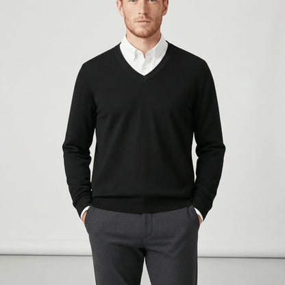 Slim-Fit V-Neck Jumper for Winter