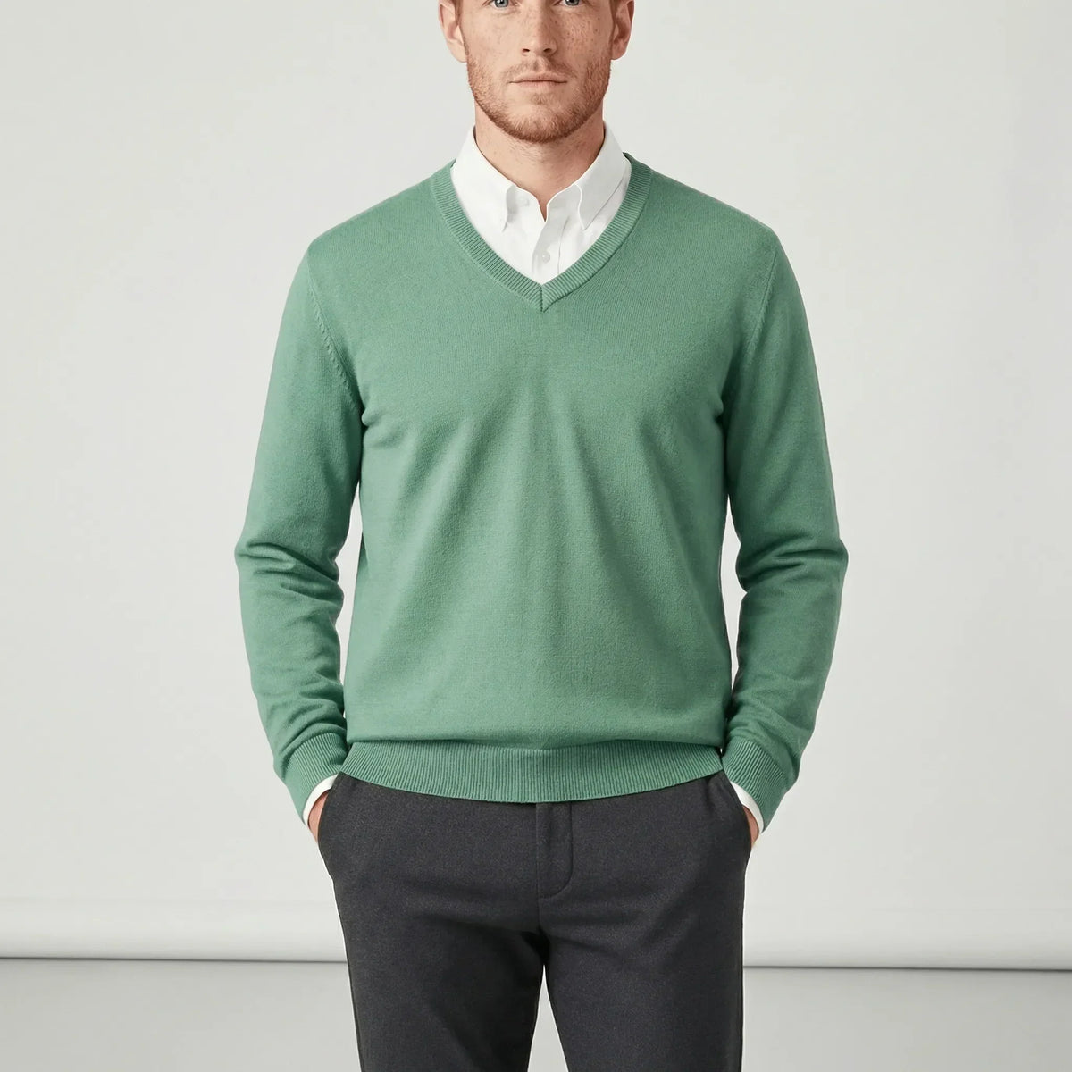 Slim-Fit V-Neck Jumper for Winter
