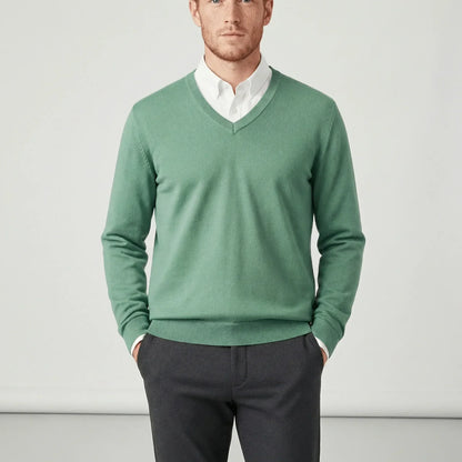 Slim-Fit V-Neck Jumper for Winter
