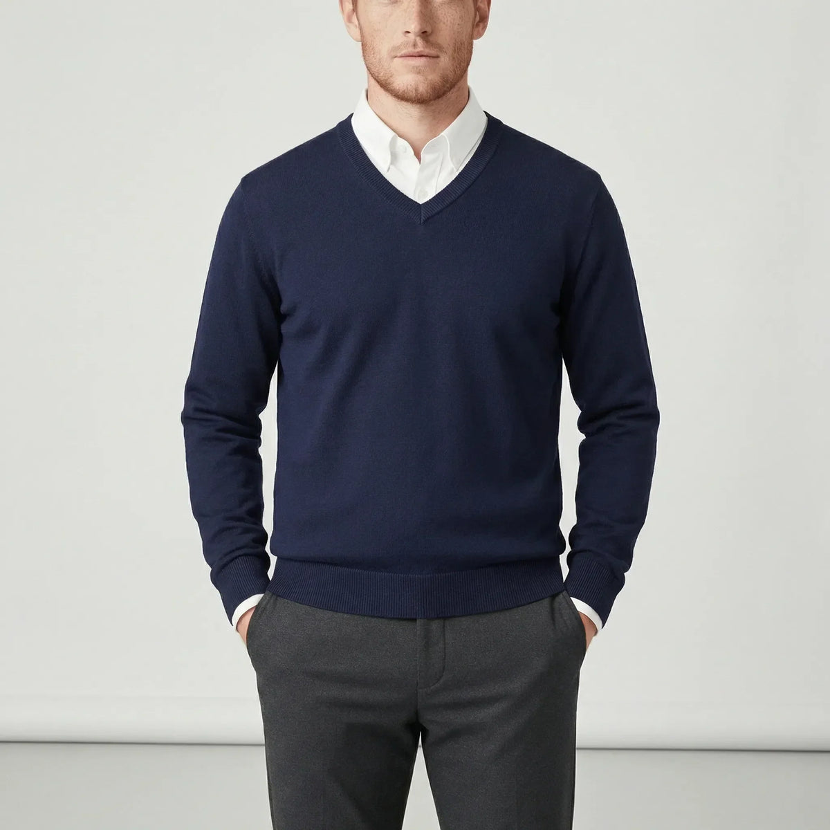 Slim-Fit V-Neck Jumper for Winter