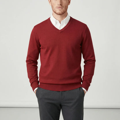 Slim-Fit V-Neck Jumper for Winter