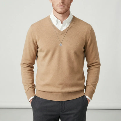 Slim-Fit V-Neck Jumper for Winter