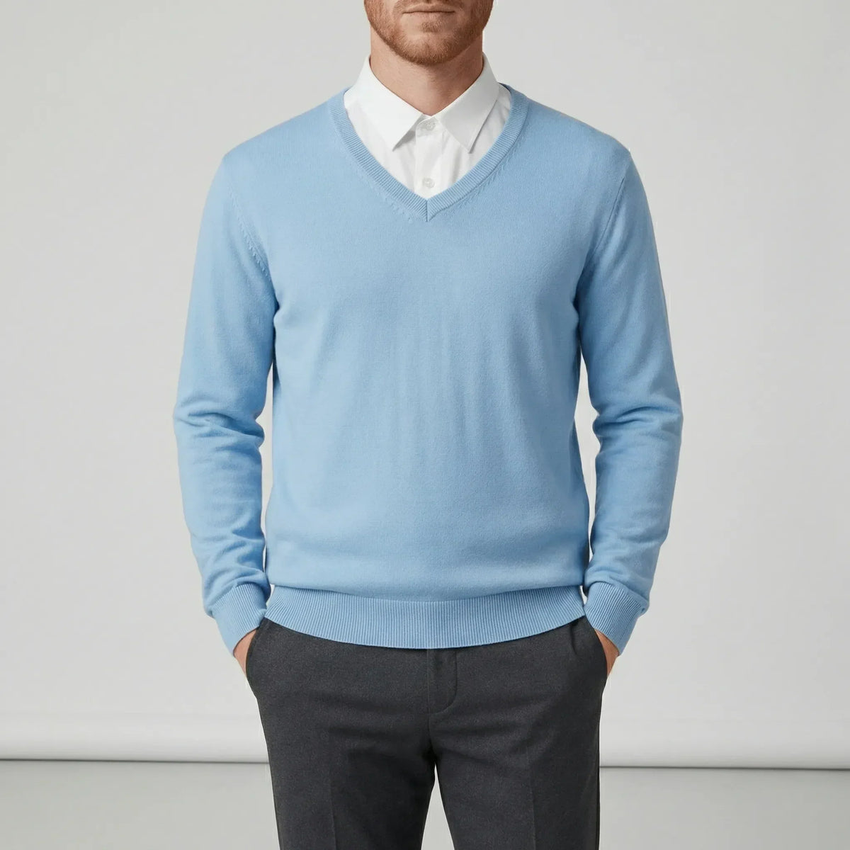 Slim-Fit V-Neck Jumper for Winter