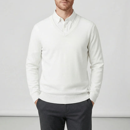 Slim-Fit V-Neck Jumper for Winter