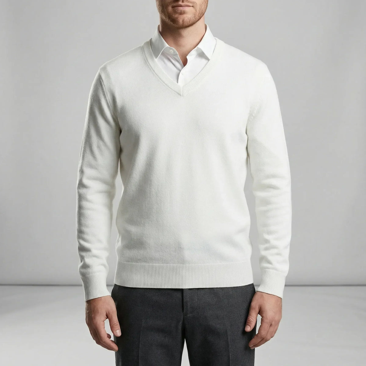 Slim-Fit V-Neck Jumper for Winter