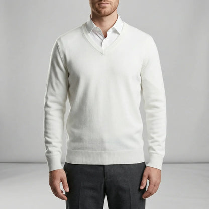 Slim-Fit V-Neck Jumper for Winter