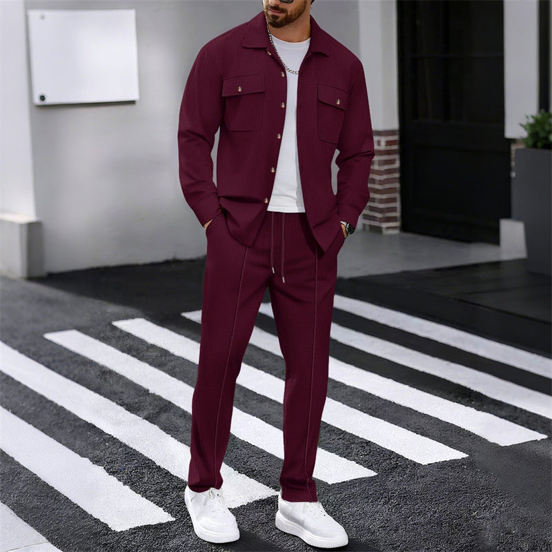 Sebastian | Men's Waffle Knit Shirt and Trousers Set