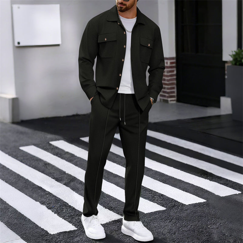 Sebastian | Men's Waffle Knit Shirt and Trousers Set