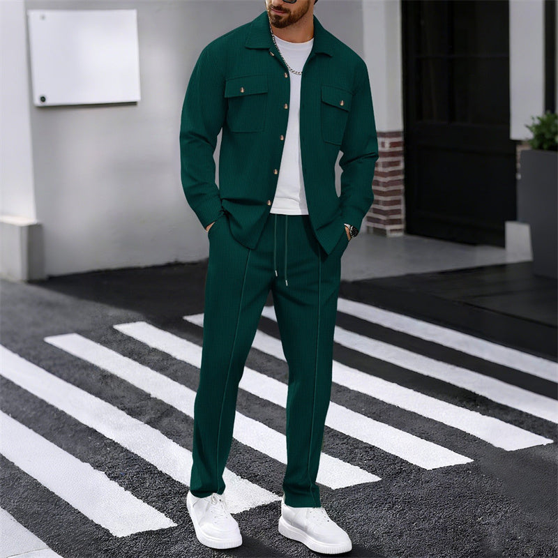 Sebastian | Men's Waffle Knit Shirt and Trousers Set