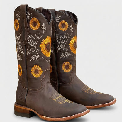 Ivy | Women's Sunflower Embroidered Western Cowboy Boots