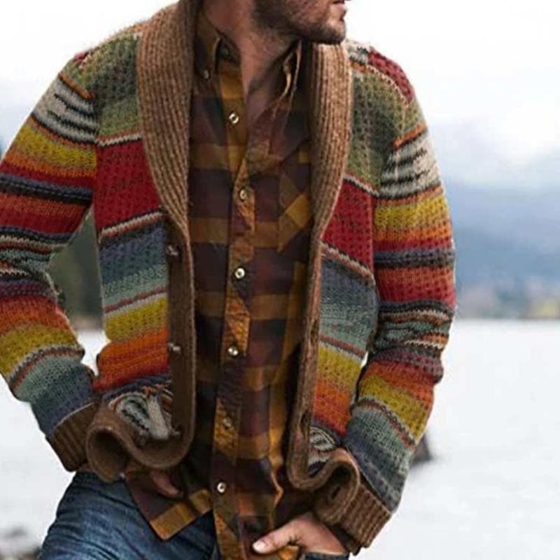 Tobias | Men's Striped Shawl Collar Cardigan for Winter