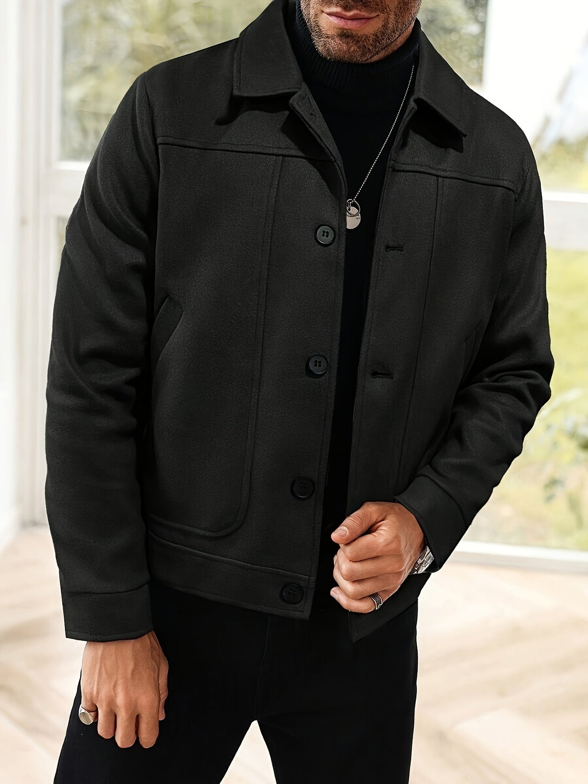 Transitional Jacket with Button-Front Placket