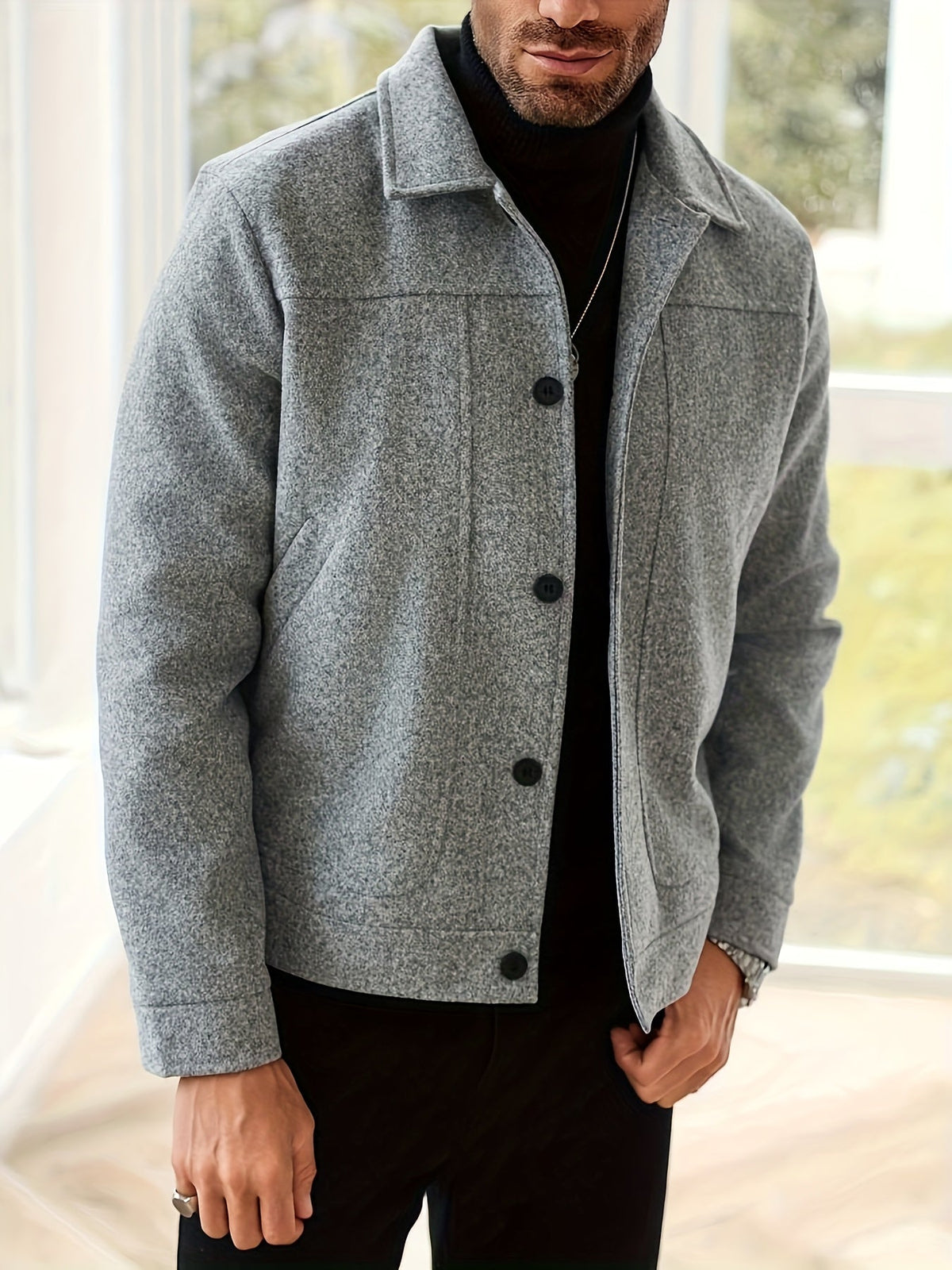 Transitional Jacket with Button-Front Placket