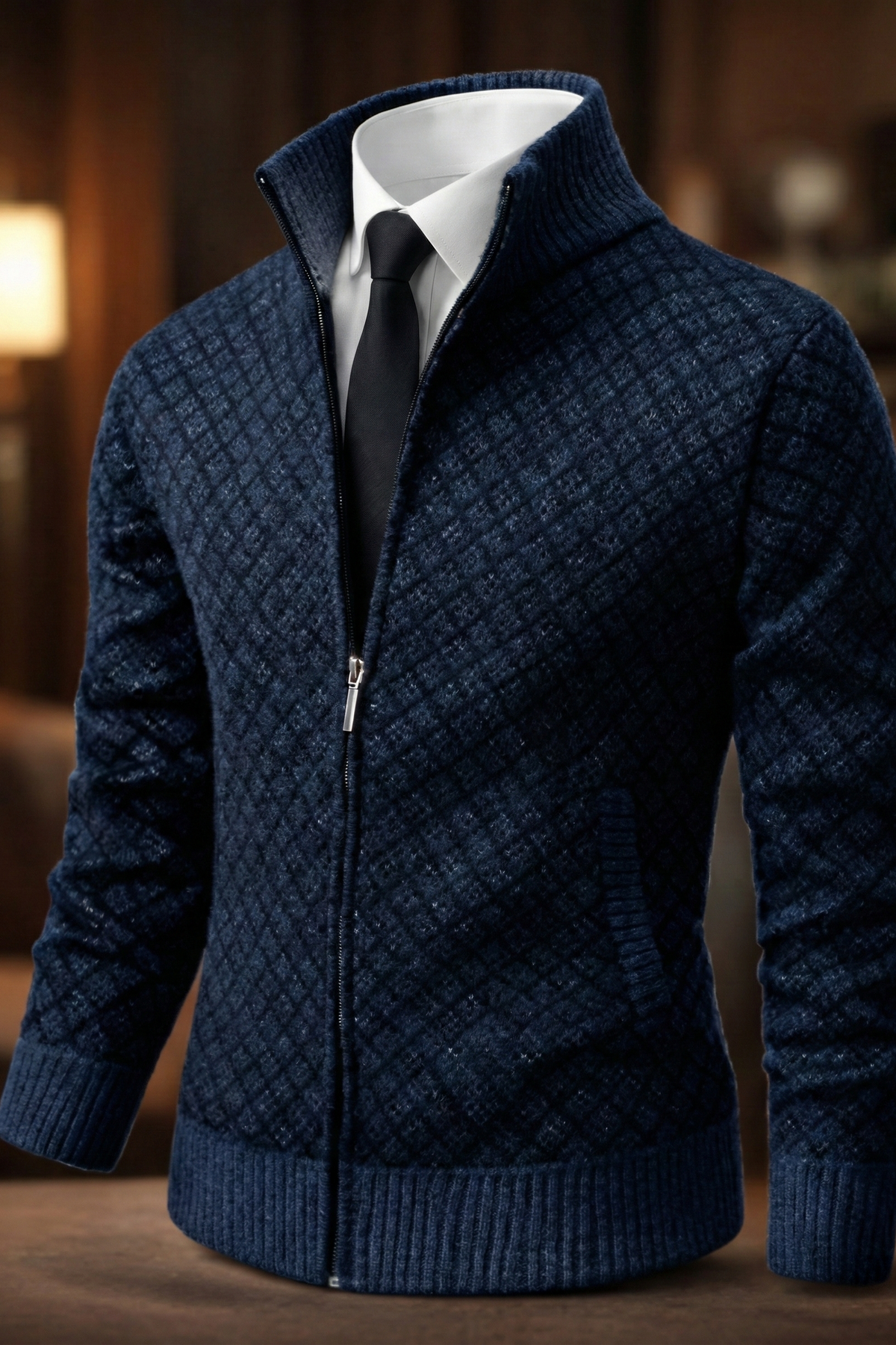 Arthur | Men's Waffle-Knit Zip-Up Cardigan for Winter