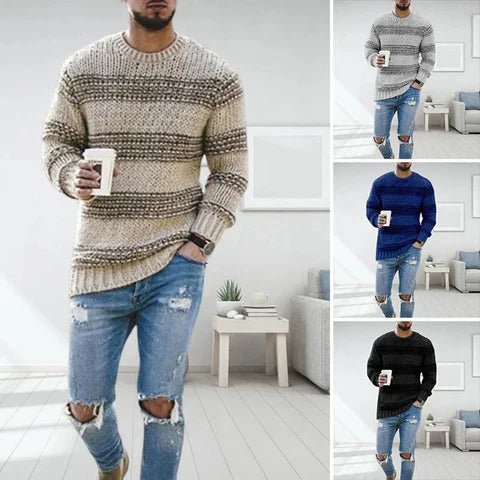 Elliott | Men's Classic Striped Crew Neck Long-Sleeve Jumper for Winter